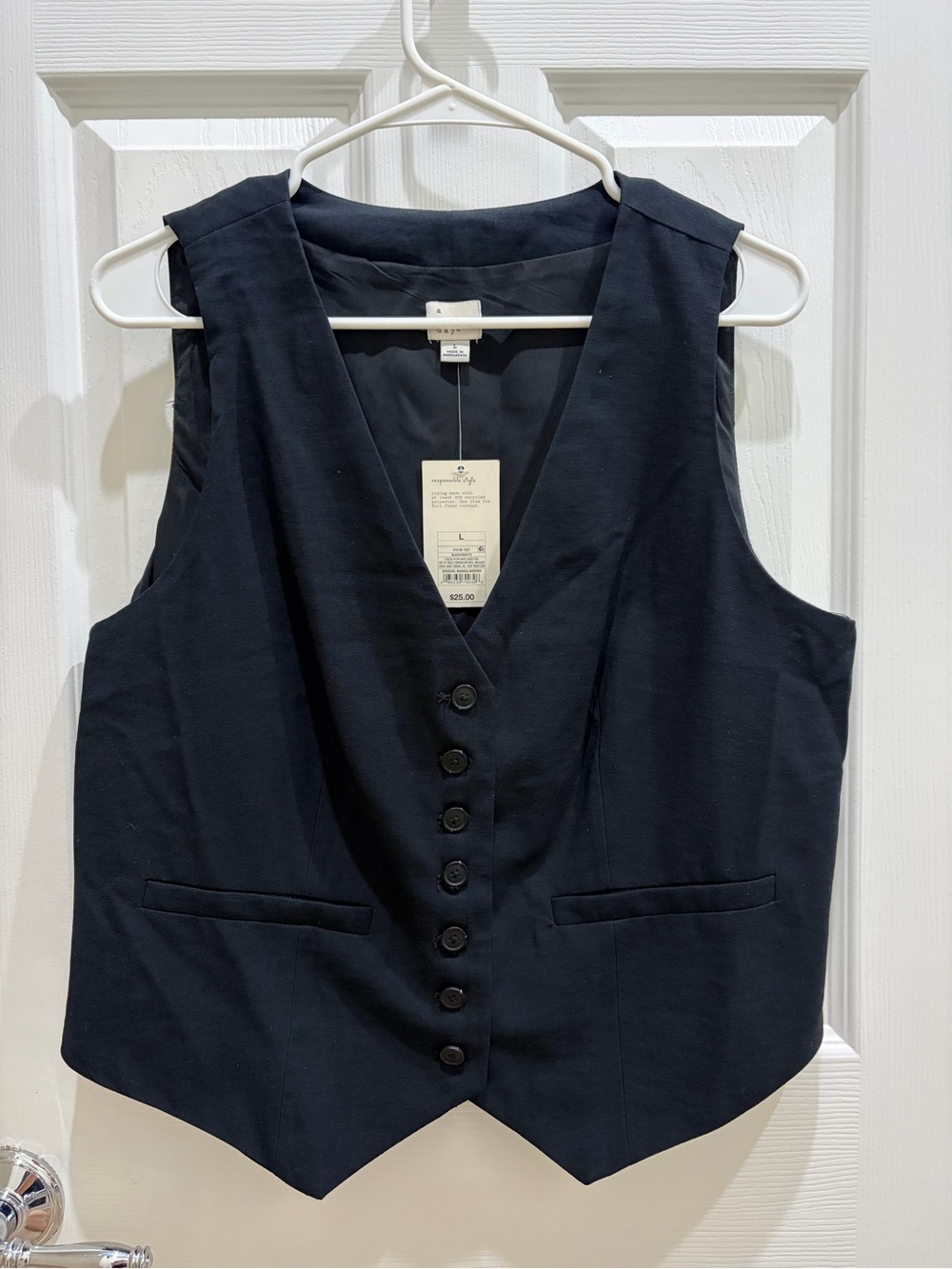 A New Day Black Button-Front Tailored Vest